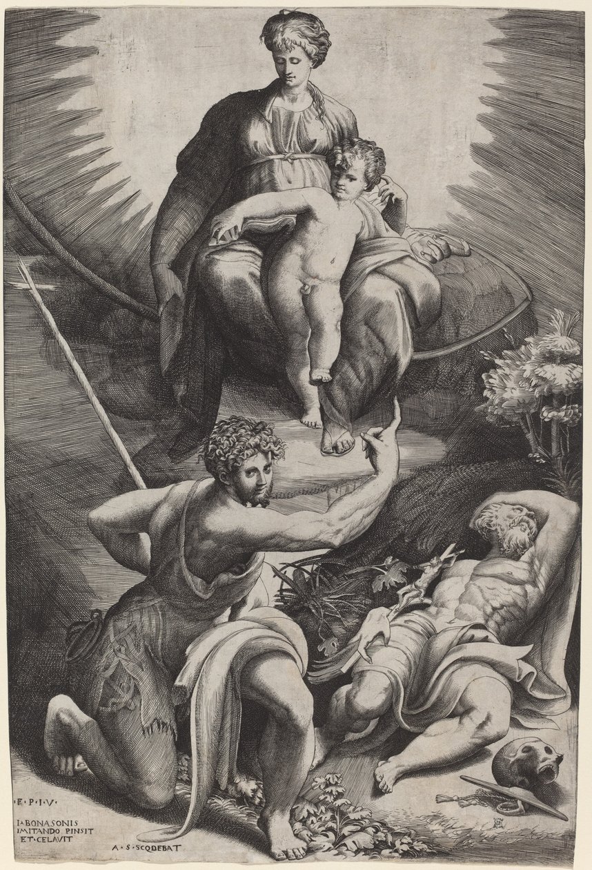 Die Vision des heiligen Hieronymus von Giulio Bonasone