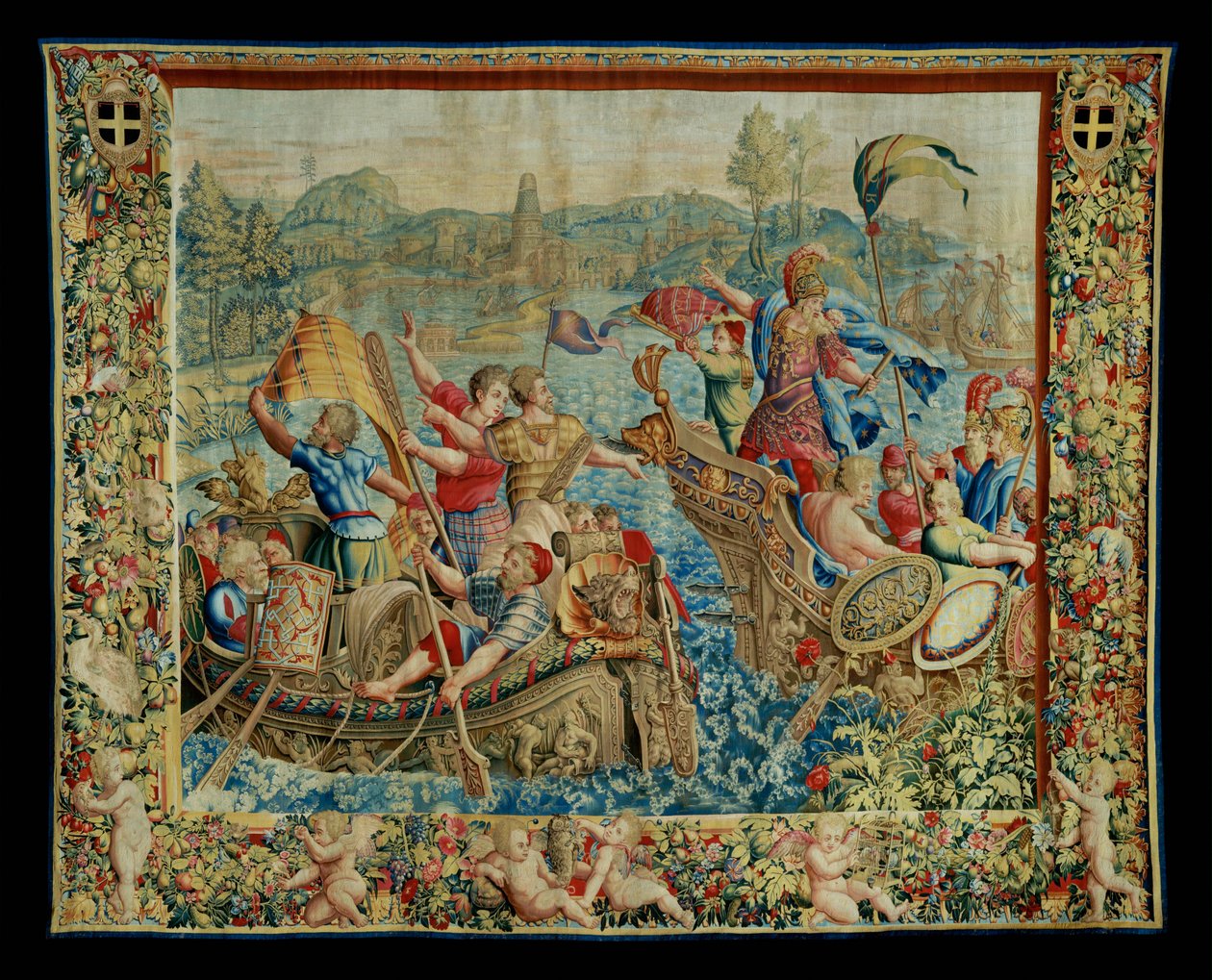 Die Geschichte von Scipio: Die Ankunft in Afrika, sechstes Stück der Tapisserie von Giulio Romano