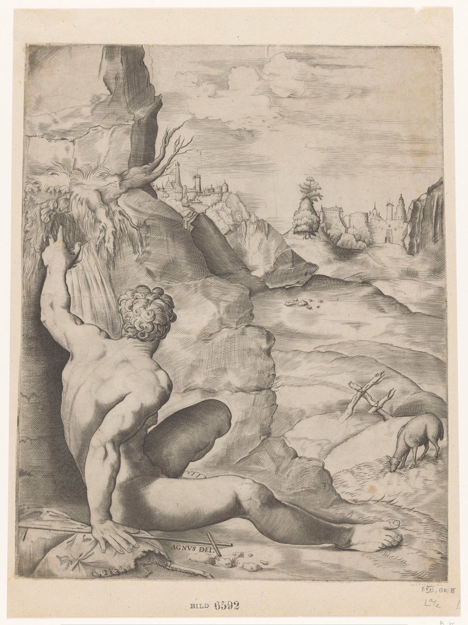 Johannes der Täufer in der Wüste von Giulio Sanuto