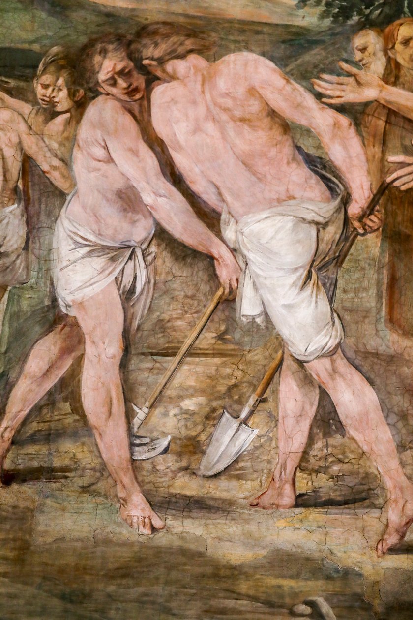 Romulus pflügt die Grenzlinie um die zukünftige Stadt Rom (Detail) von Giuseppe Cesari