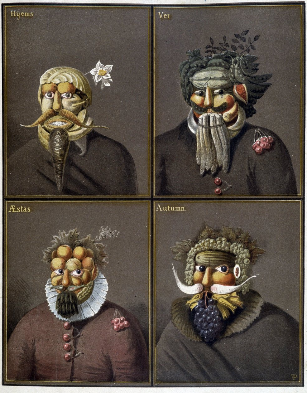 Die vier Jahreszeiten: Männer mit Gemüseköpfen im Stil von Giuseppe Arcimboldo von Giuseppe (style of) Arcimboldo