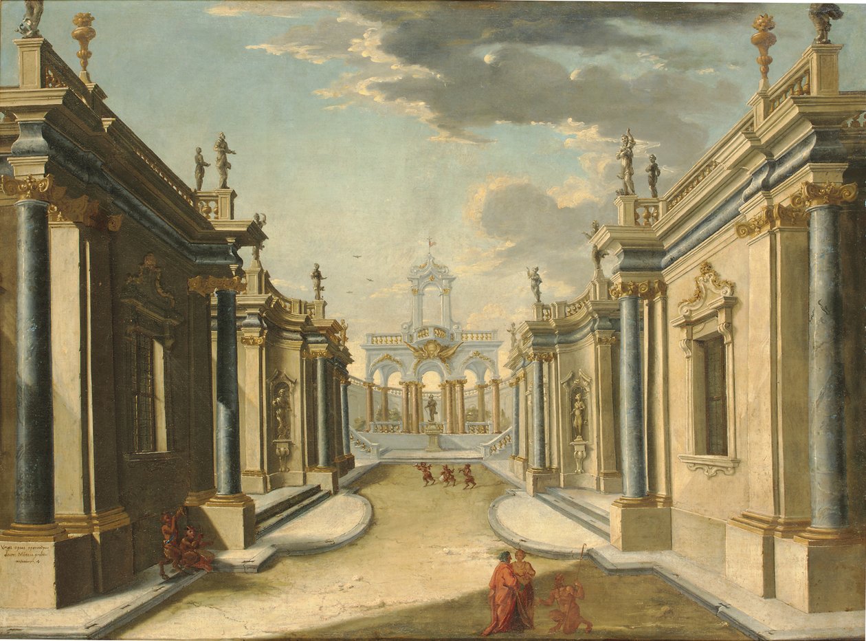 Architekturfantasie mit den Töchtern des Minyas aus Ovids "Metamorphosen" von Giuseppe Antonio Landi