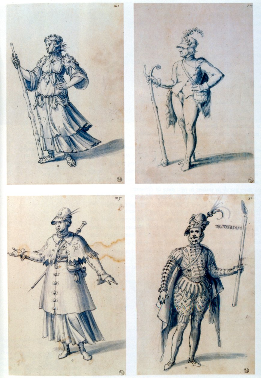 Kostümentwürfe für allegorische Figuren, 16. Jahrhundert von Giuseppe Arcimboldi
