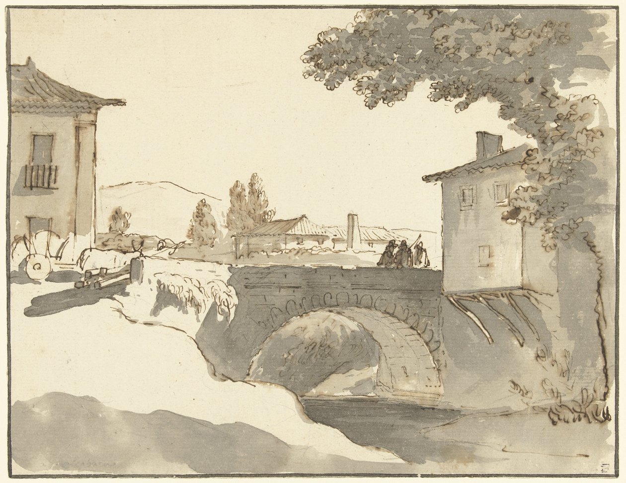 Dorfansicht in Alcobaça in Portugal von Giuseppe Bernardino Bison (possibly)