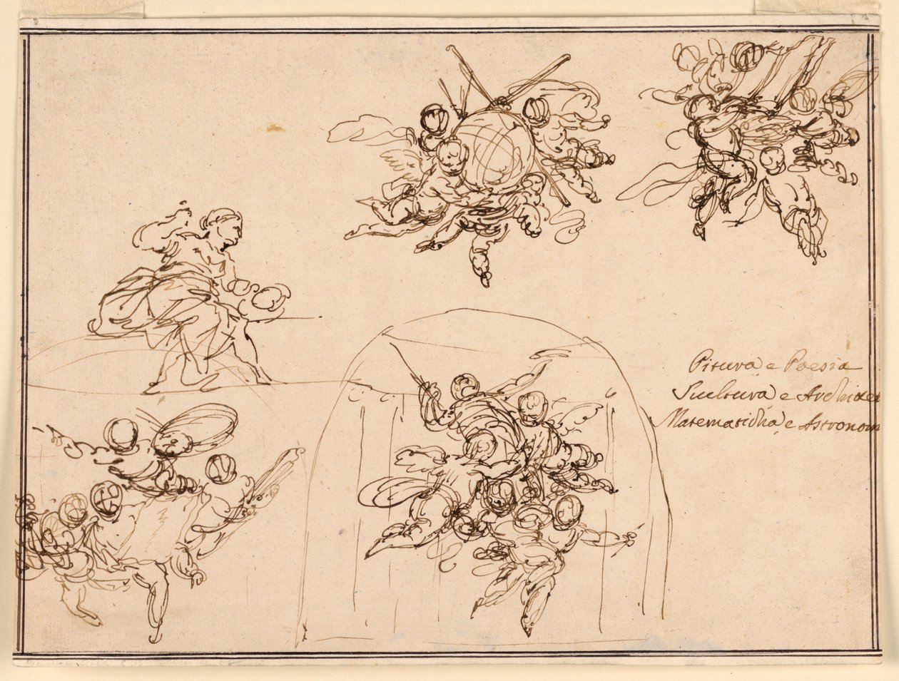 Skizzen für Wandmalereien: Kunst und Wissenschaften von Giuseppe Bernardino Bison