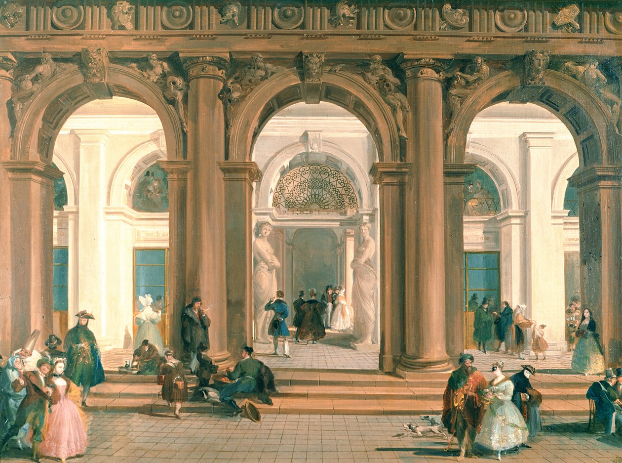 Der Eingang zur Biblioteca Marciana, die Piazzetta, Venedig von Giuseppe Bernardino Bison