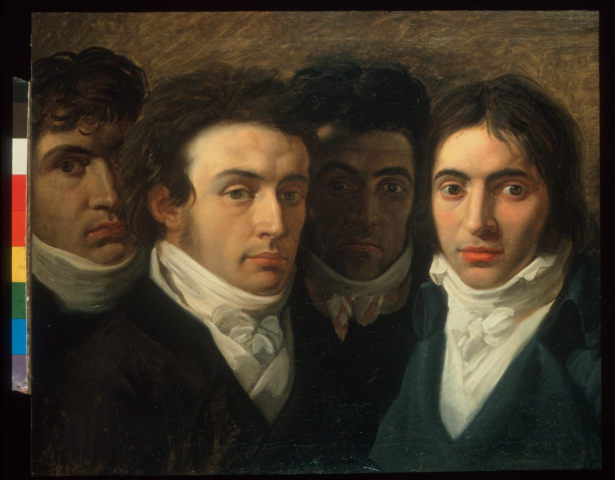 Selbstporträt mit Felice Bellotti, Gaetano Cattaneo und Carlo Porta von Giuseppe Bossi