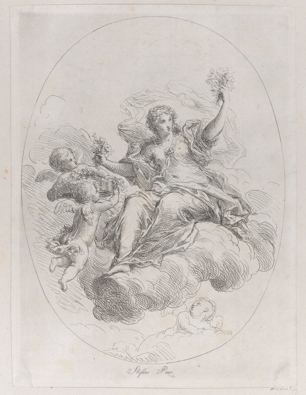 Allegorische Figur auf einer Wolke mit Putti, nach Stefano Pozzi, ca. 1745-1802 von Giuseppe Canale