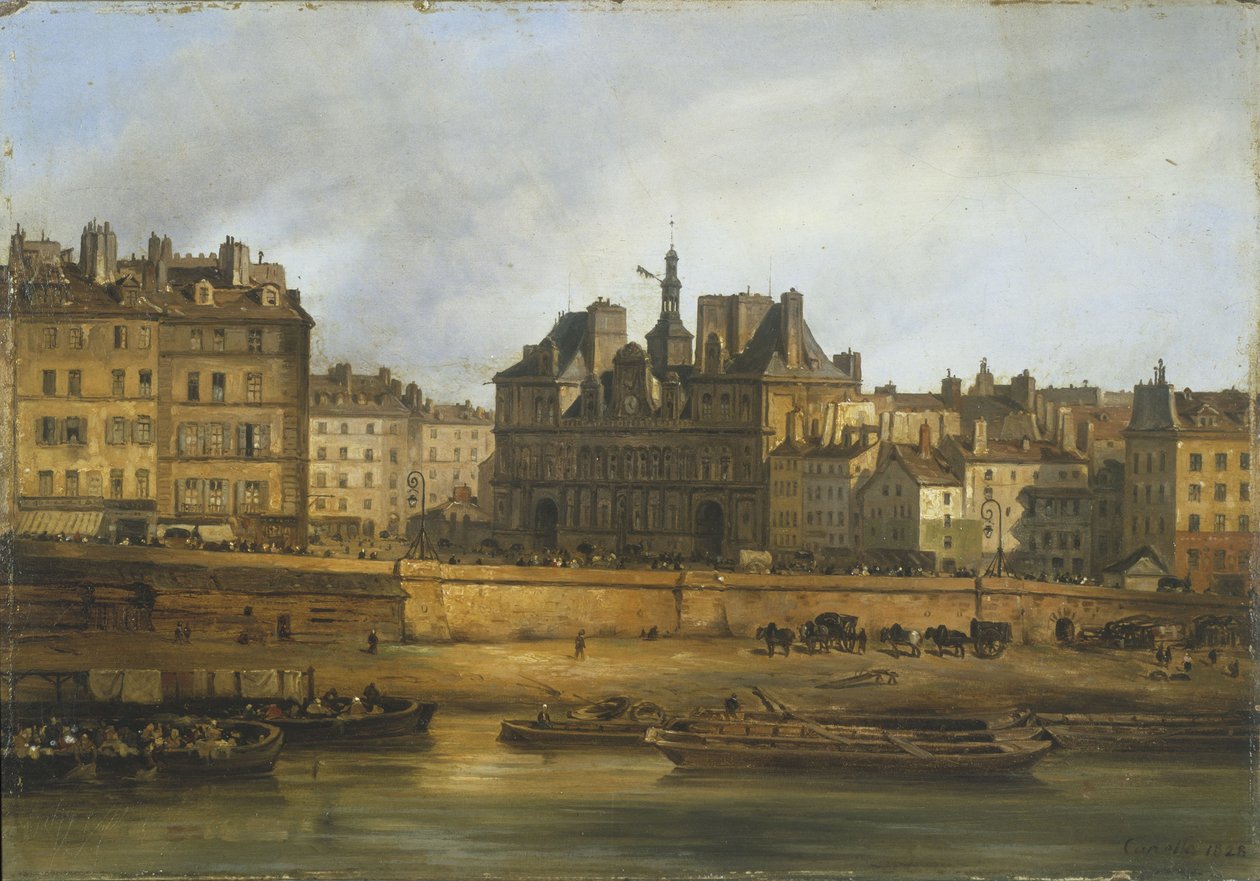 Hôtel de Ville und Place de Grève, gesehen von der Île de la Cité von Giuseppe Canella