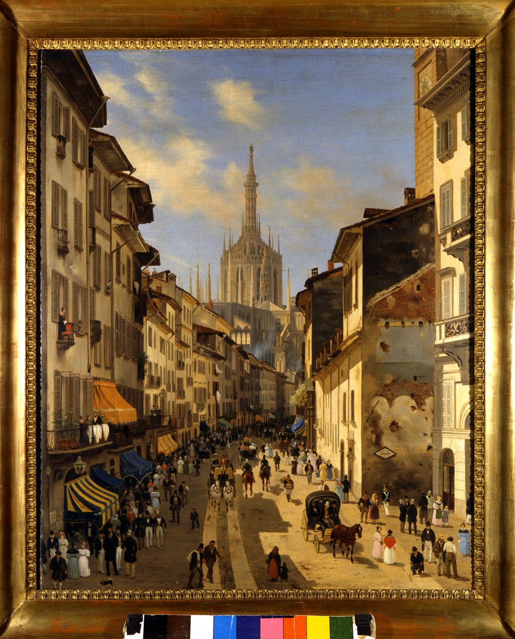 Ansicht der Corsia dei Servi (heutiger Corso Vittorio Emanuele) in Mailand. Gemälde von Giuseppe Canella (1788-1847) 1834 Mailand, Museum von Mailand von Giuseppe Canella