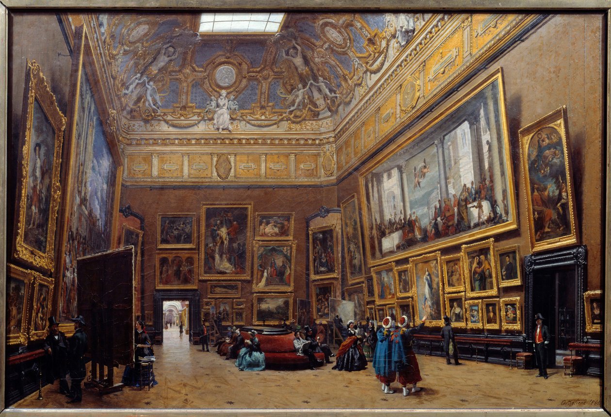 Ansicht des Salons des Musee du Louvre. Gemälde von Giuseppe Castiglione (1829-1906) 1861 von Giuseppe Castiglione