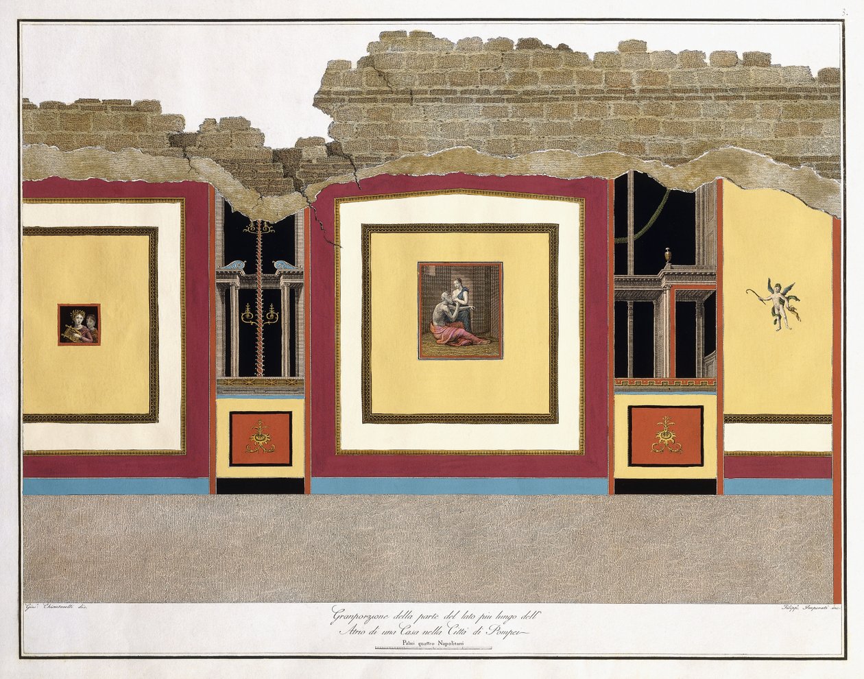 Der größte Teil der längsten Wand eines Atriums von Pompeji von Giuseppe Chiantarelli