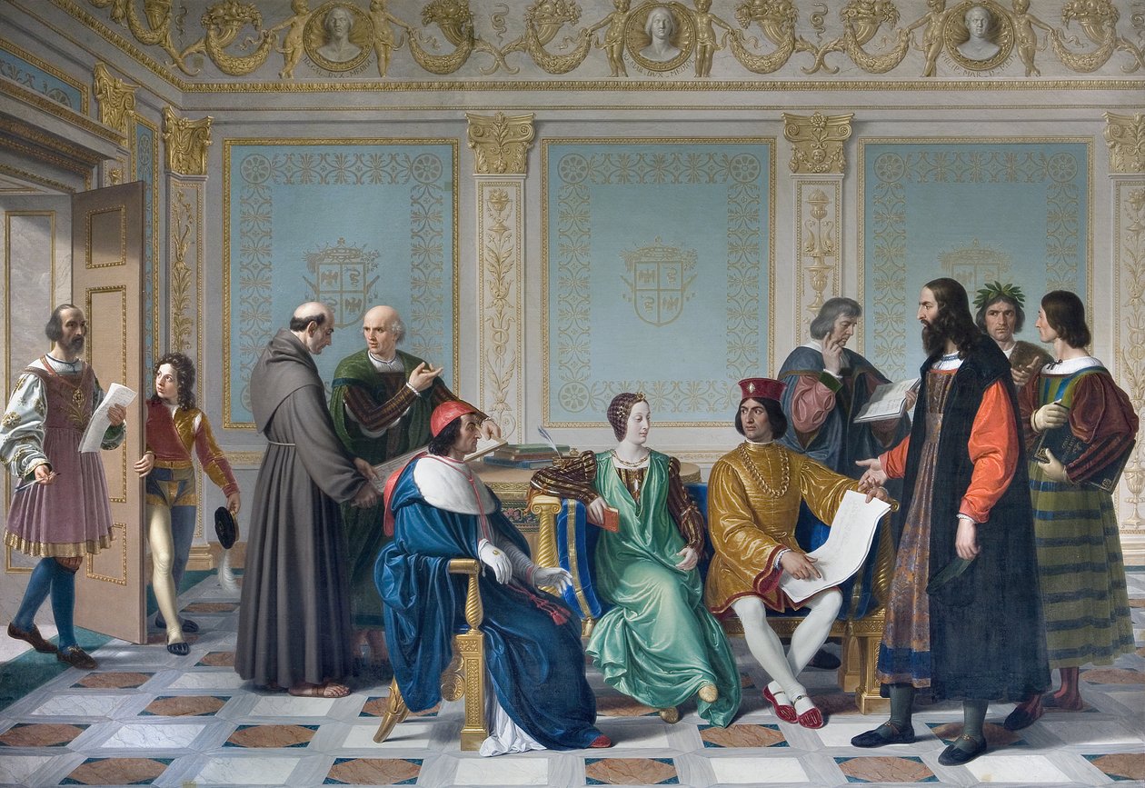 Die Künstler am Hof von Ludovic Marie Sforza, bekannt als der Mohr (Ludovico Maria Sforza detto il Moro) von Giuseppe Diotti