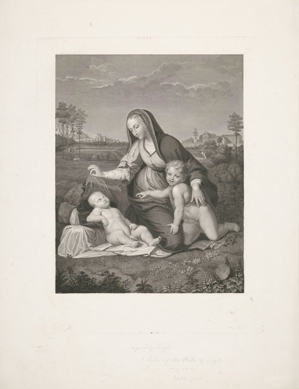 Maria mit Kind und dem jungen Johannes dem Täufer in einer Landschaft von Giuseppe Longhi
