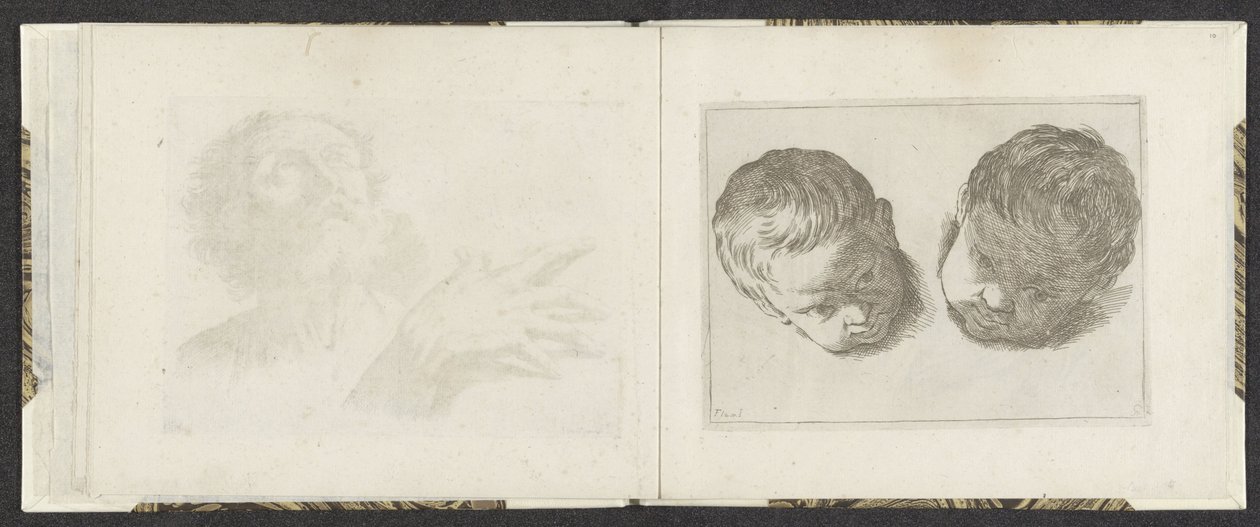 Zwei Köpfe von jungen Kindern von Giuseppe Maria Mitelli