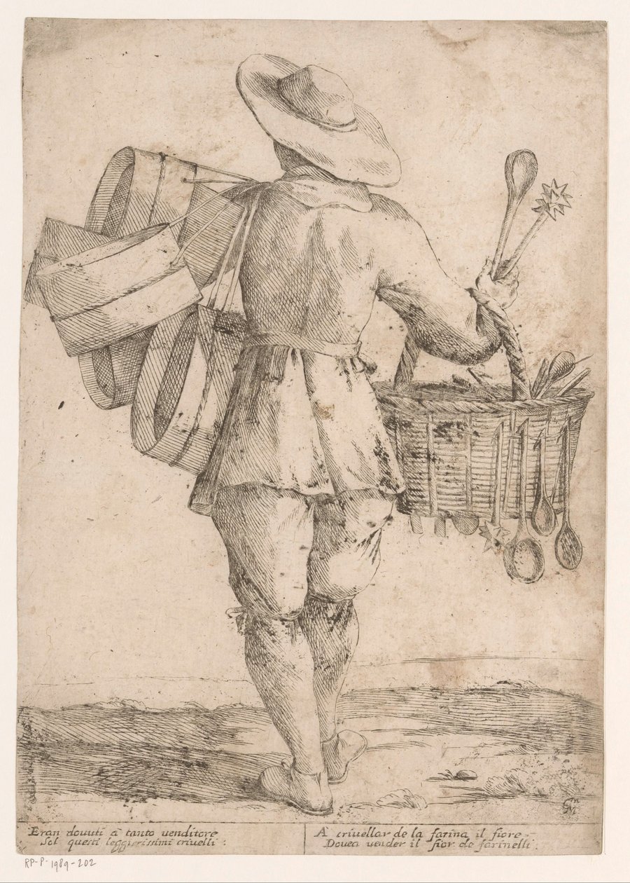 Verkoper van keukengereedschap von Giuseppe Maria Mitelli