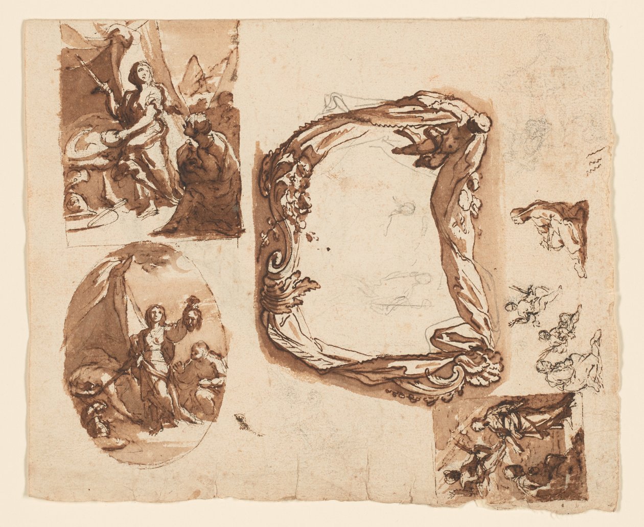 Judith und Holofernes und andere Studien (recto); Diana und Endymion (verso) von Giuseppe Nicola Nasini