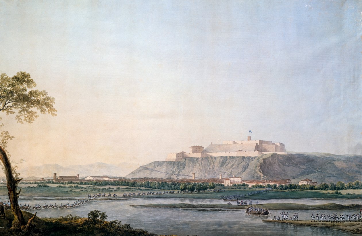 Französische Armee überquert die Scrivia von Giuseppe Pietro Bagetti
