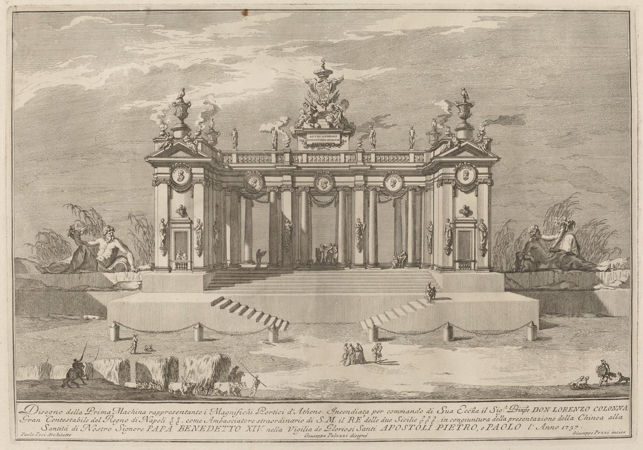 Die Schule von Athen Arkaden, für das "Chinea"-Fest von Giuseppe Pozzi after Giuseppe Palazzi