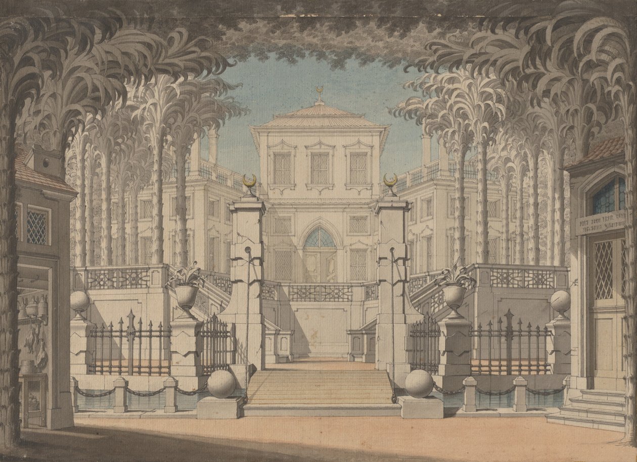 Ein türkischer Palast (Wahrscheinlich für Mozarts "Entführung aus dem Serail") von Giuseppe Quaglio