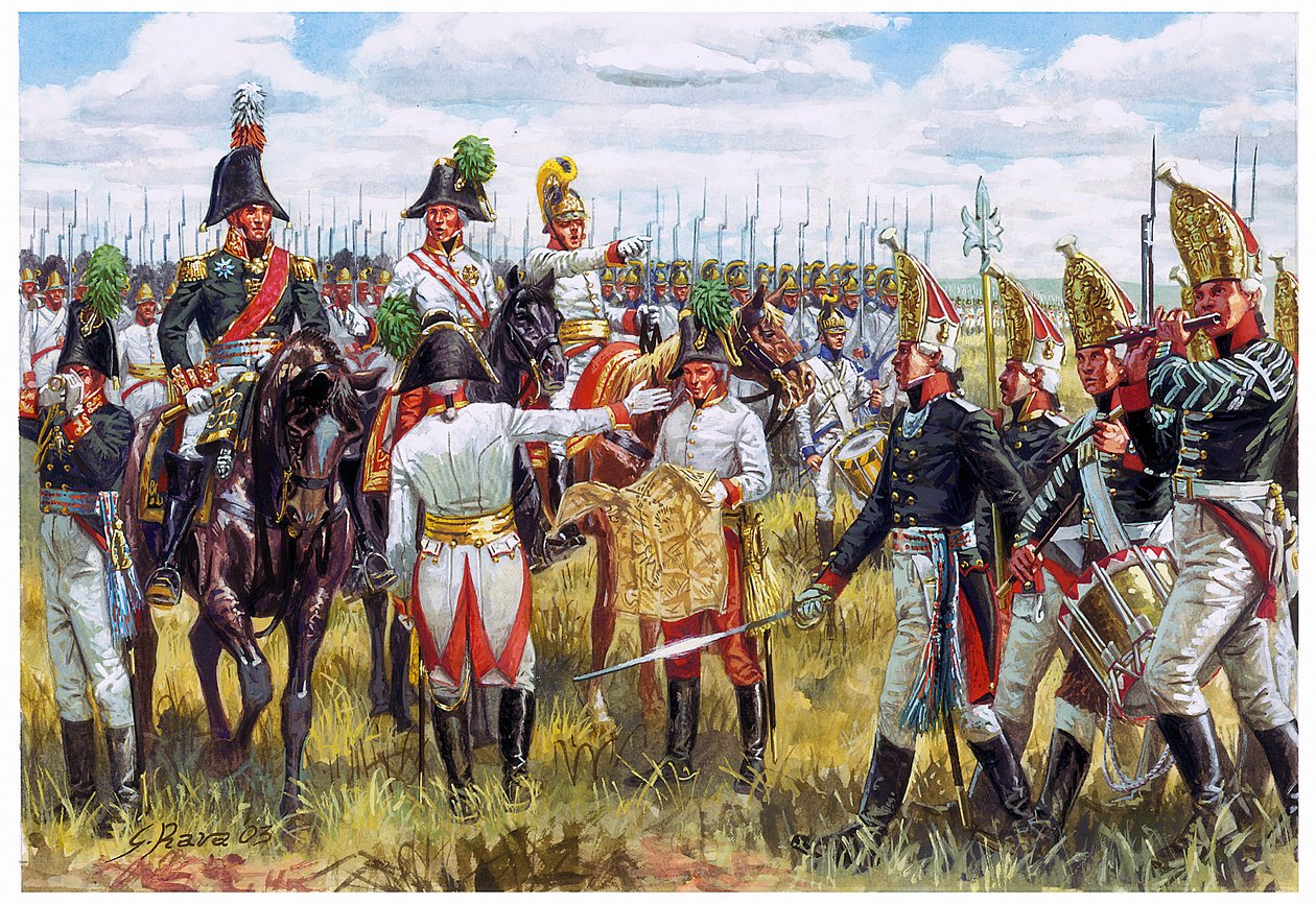 Erstes Kaiserreich: Austro-russischer Stab der Dritten Koalition 1805 (Illustration von Giuseppe Rava) von Giuseppe Rava
