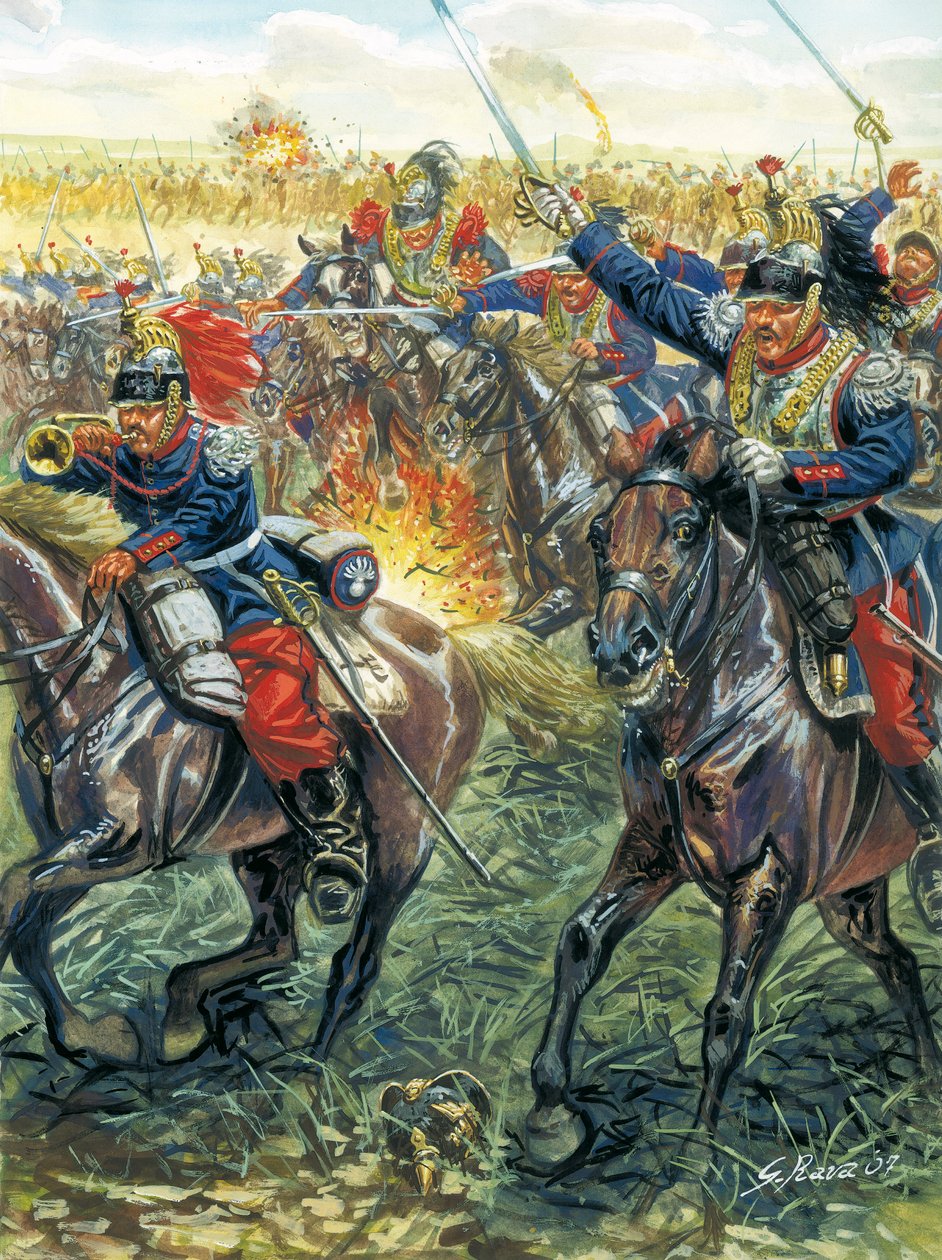 Deutsch-Französischer Krieg 1870: Der Angriff der französischen Schlachtschiffe in der Schlacht bei Froeschwiller Woerth am 6.08.1870 von Giuseppe Rava