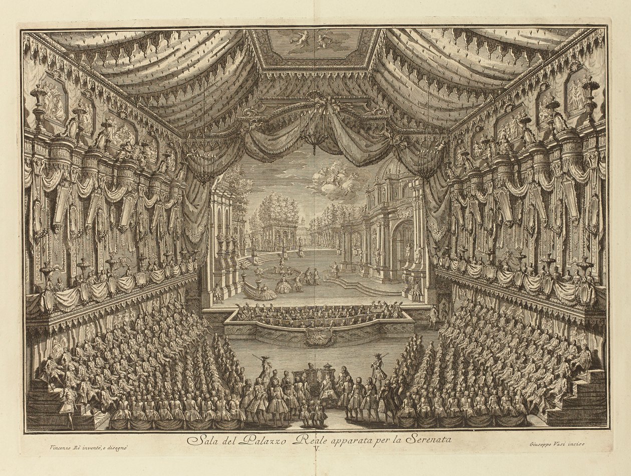 Die Aufführung von La Serenata im Königspalast von Neapel von Giuseppe Vasi