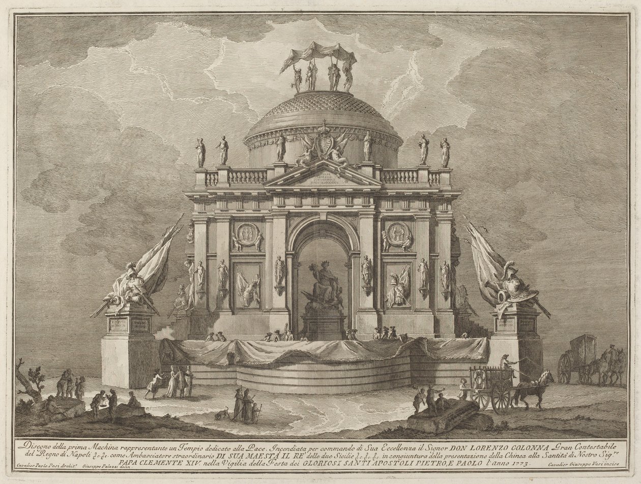 Ein dem Frieden gewidmeter Tempel, für das "Chinea"-Fest von Giuseppe Vasi after Giuseppe Palazzi