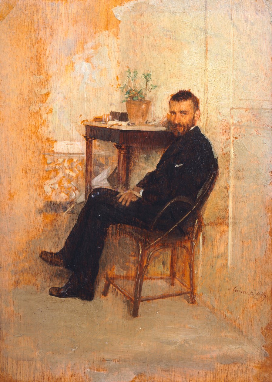 Porträt von Adriano Cecioni, von Giuseppe de Nittis (1846-1884) von Giuseppe or Joseph de Nittis