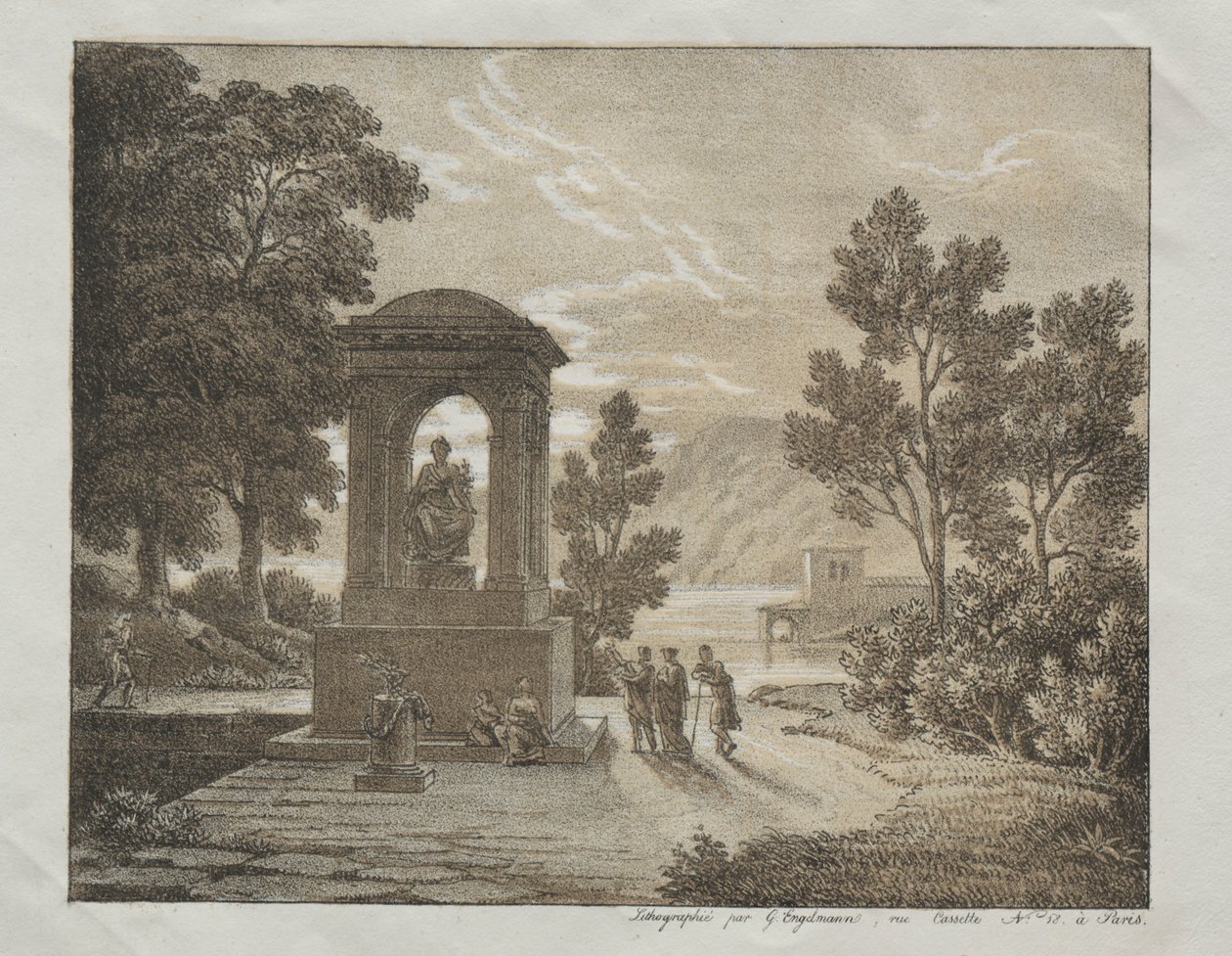 Buch der Lithografie-Versuche mit verschiedenen Zeichenmitteln wie Kreide, Feder, Pinsel und Waschung: Eine Landschaft von Godefroy Engelmann