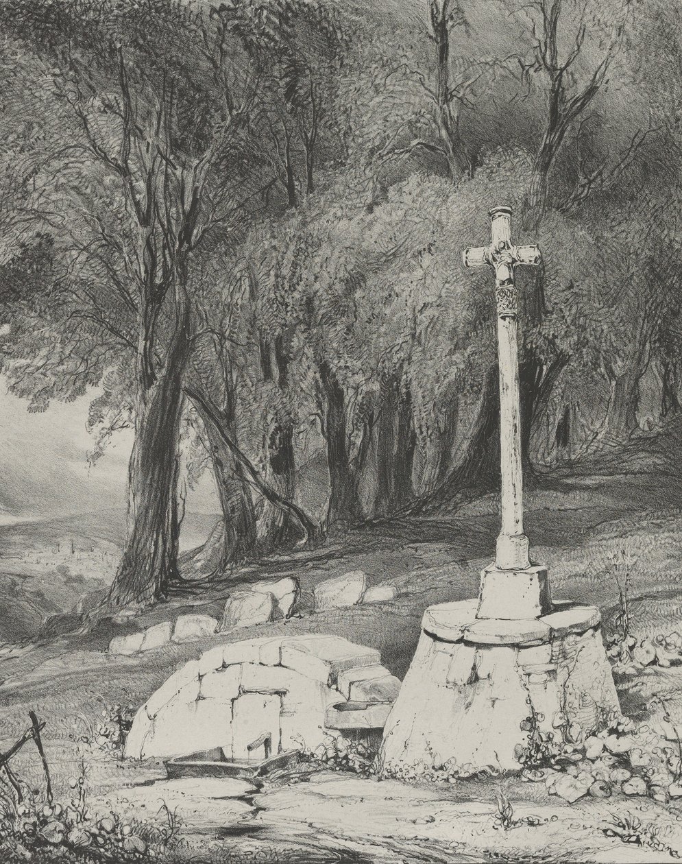 Kreuz auf der Straße von Clermont nach Royal, 1831 von Godefroy Engelmann