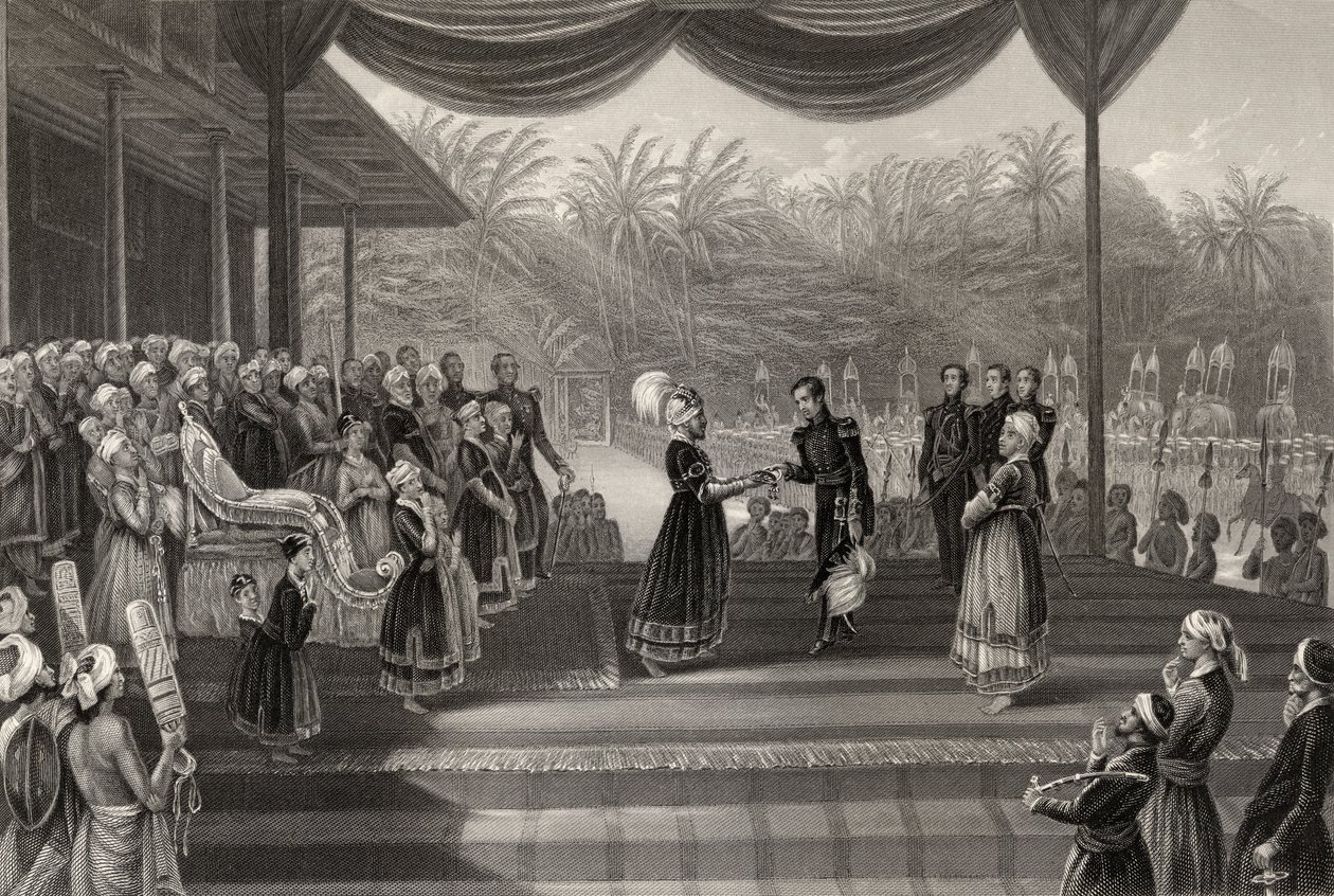 Durbar des Rajahs von Travancore, Empfang von General Outram und Stab von Godfrey