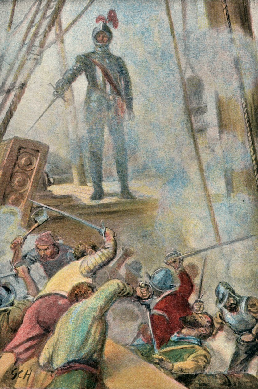 Illustration zu Westward Ho! von Charles Kingsley von Godfrey C. Hindley