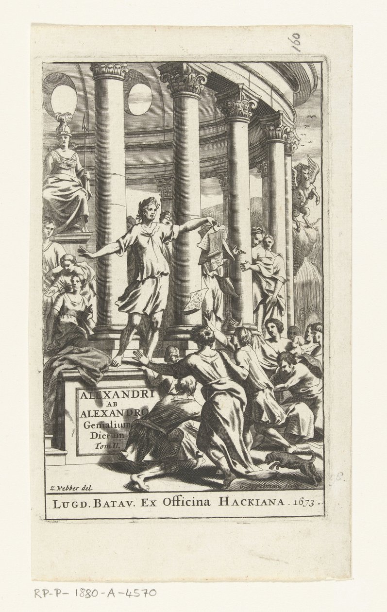 Titelblatt für Alexander ab Alexandro, Genialium dierum, Teil 2, 1673 von Gonsales Appelmans (attributed to)