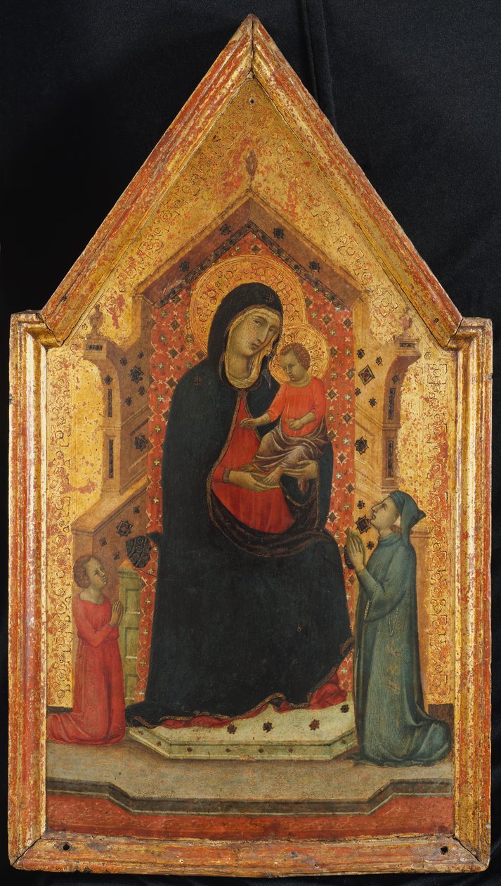 Madonna und Kind auf dem Thron mit zwei Stiftern, 1315-30 von Goodhart Master