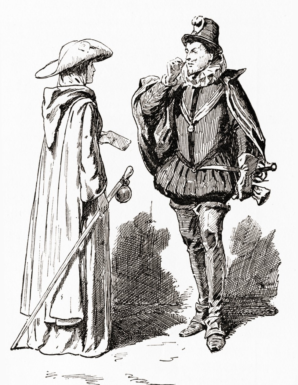 Szene aus William Shakespeares Stück Ende gut, alles gut, Akt V, Szene 1, Helena: Dass es euch gefallen möge, diese arme Bitte dem König zu übergeben, aus Die Werke von William Shakespeare, veröffentlicht 1896 von Gordon Frederick Browne