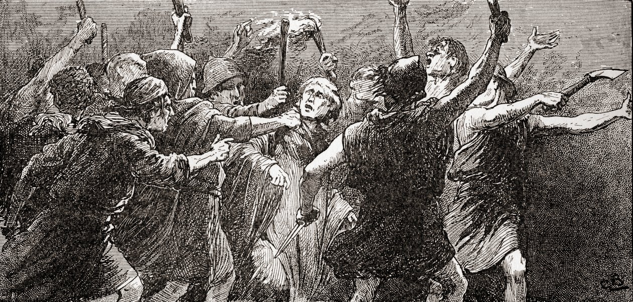 Szene aus William Shakespeares Stück Julius Caesar, Akt III, Szene 3, Dritter Bürger: Zerreißt ihn, zerreißt ihn, aus Die Werke von William Shakespeare, veröffentlicht 1896 von Gordon Frederick Browne