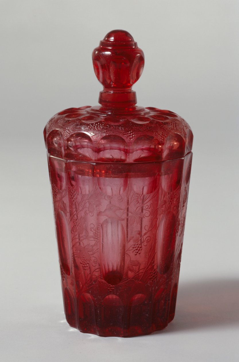 Abgeschrägter Glasbecher mit Deckel, vor 1700 von Gottfried Spiller
