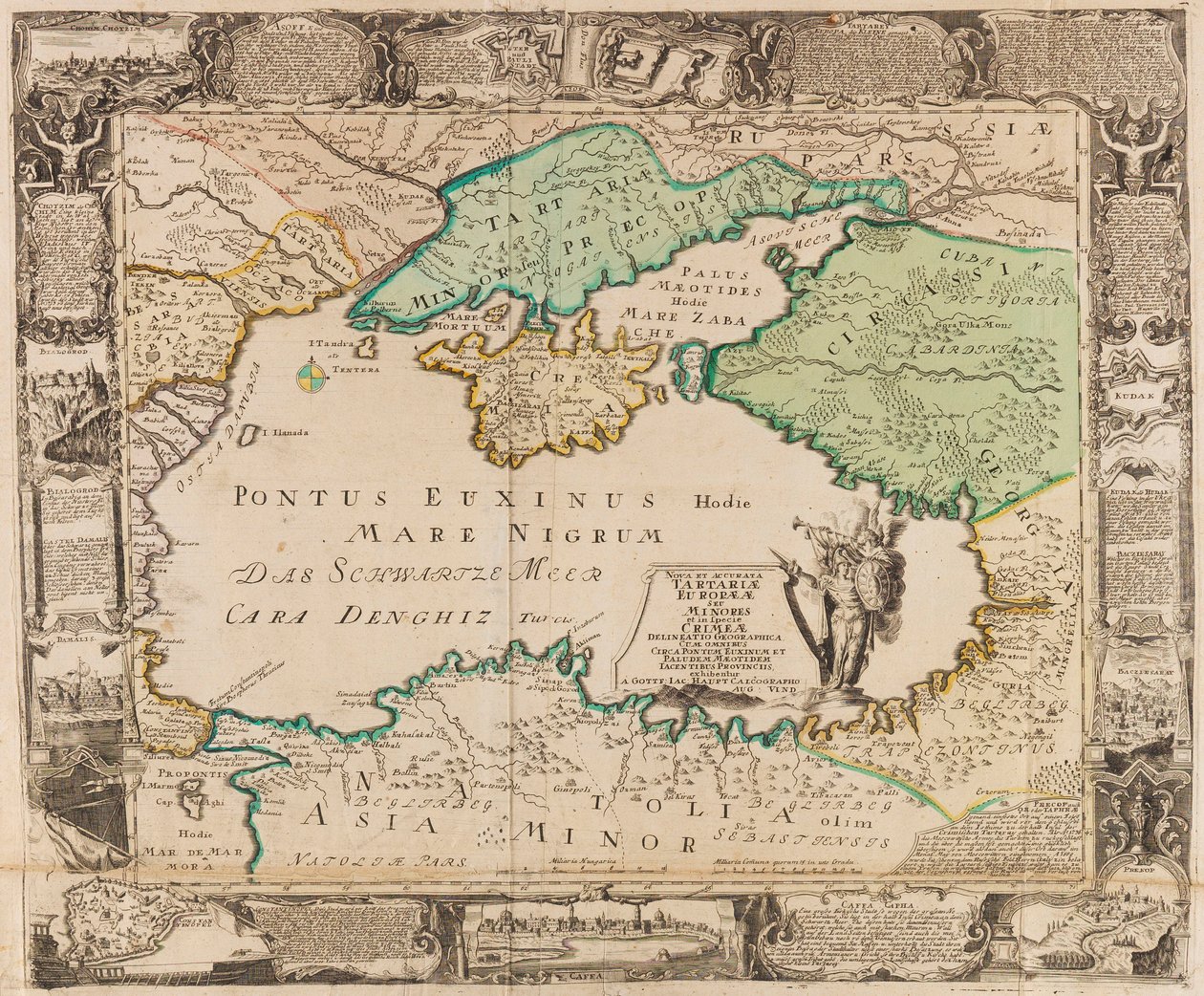 Karte des Schwarzen Meeres und der Krim, um 1740 von Gottfried Jacob Haupt
