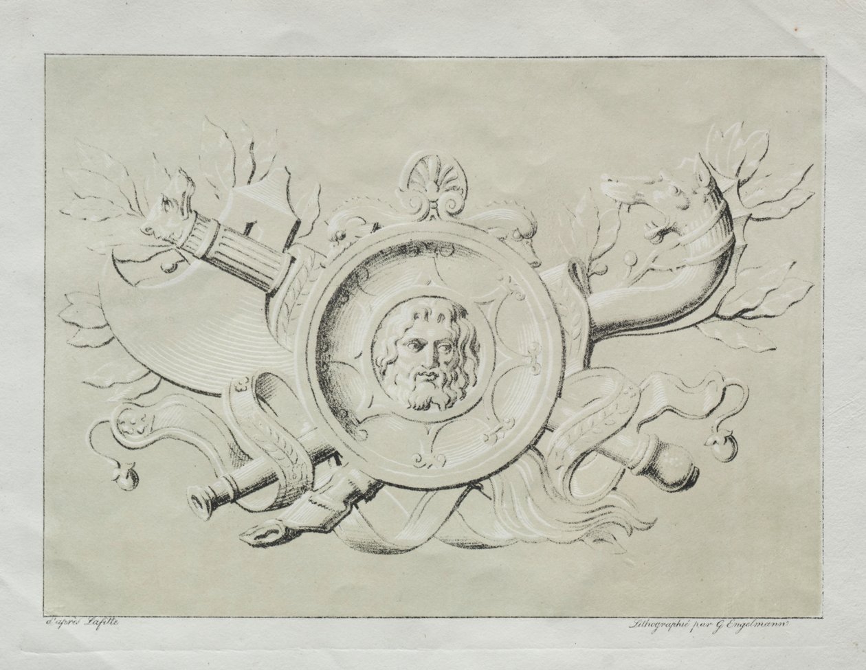 Receuil dessais lithographiques: Eine Trophäe, ca. 1816 von Gottfried or Godefroy Engelmann