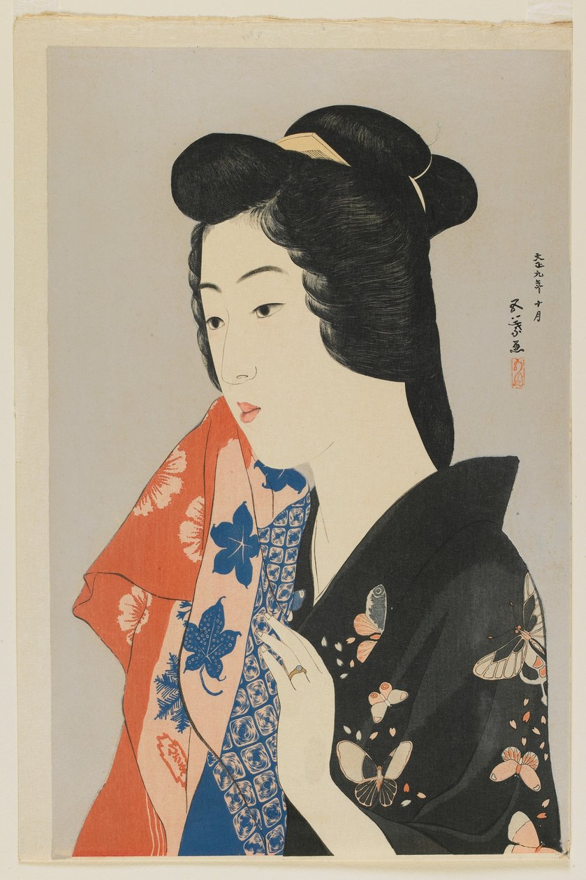 Frau mit Handtuch, Taisho-Ära, Oktober 1920 von Goyo Hashiguchi