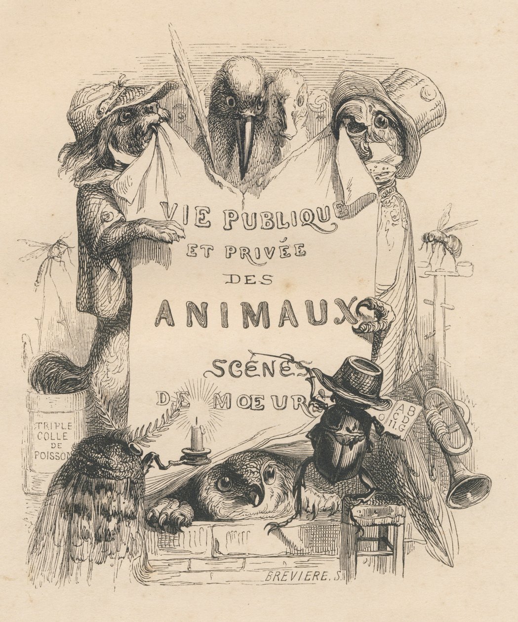 Frontispiz des Buches "Scenes de la vie privee et publique des animaux". Paris, J. Hetzel et Paulin von Grandville