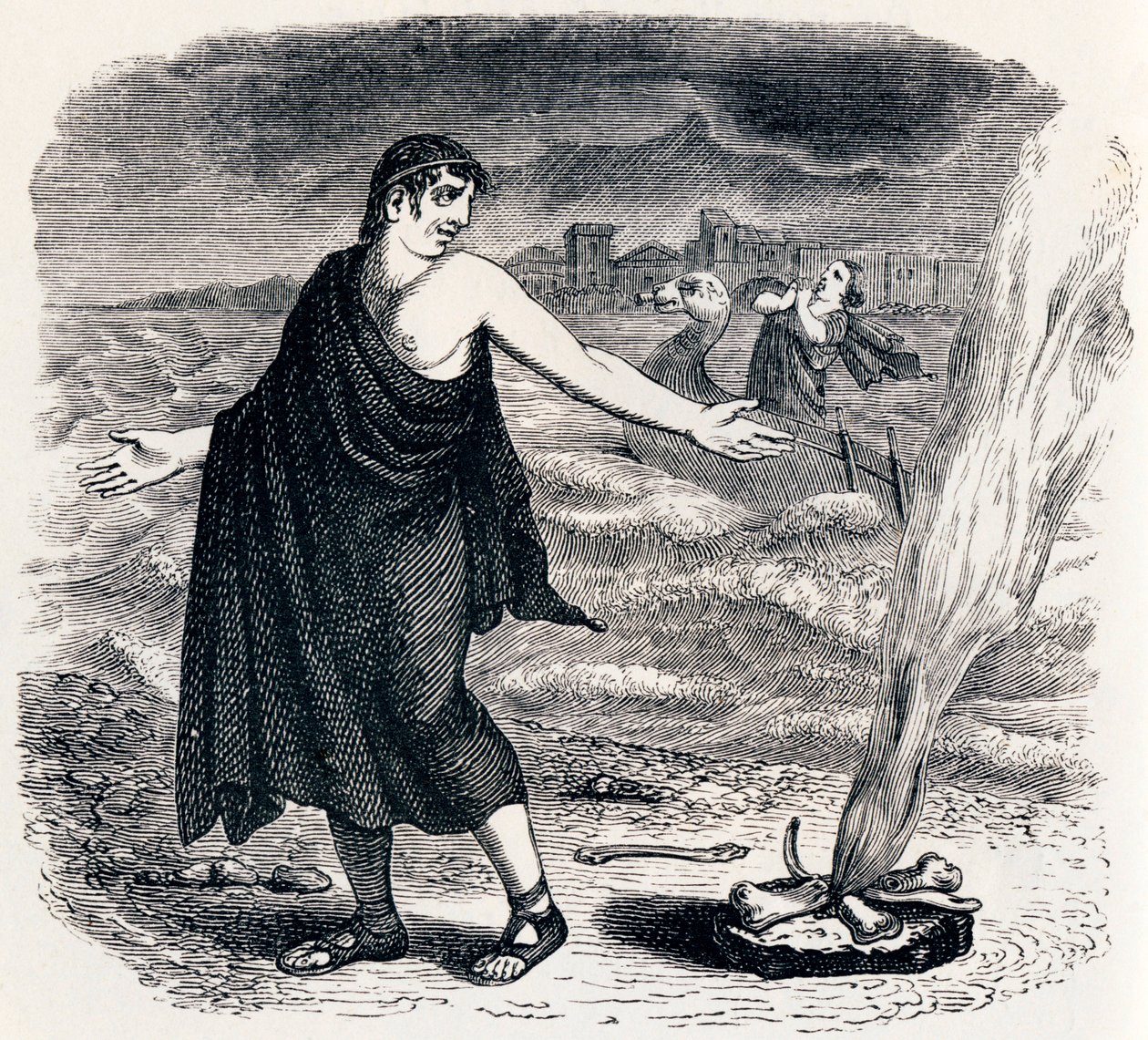 Jupiter und der Passagier - Fabeln von La Fontaine von Grandville