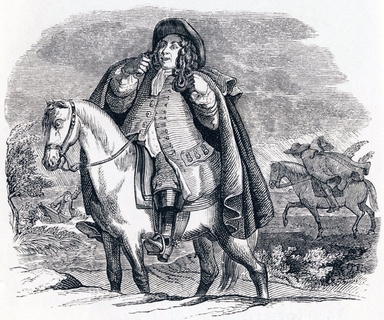 Phoebus und Boreas - Fabeln von La Fontaine von Grandville
