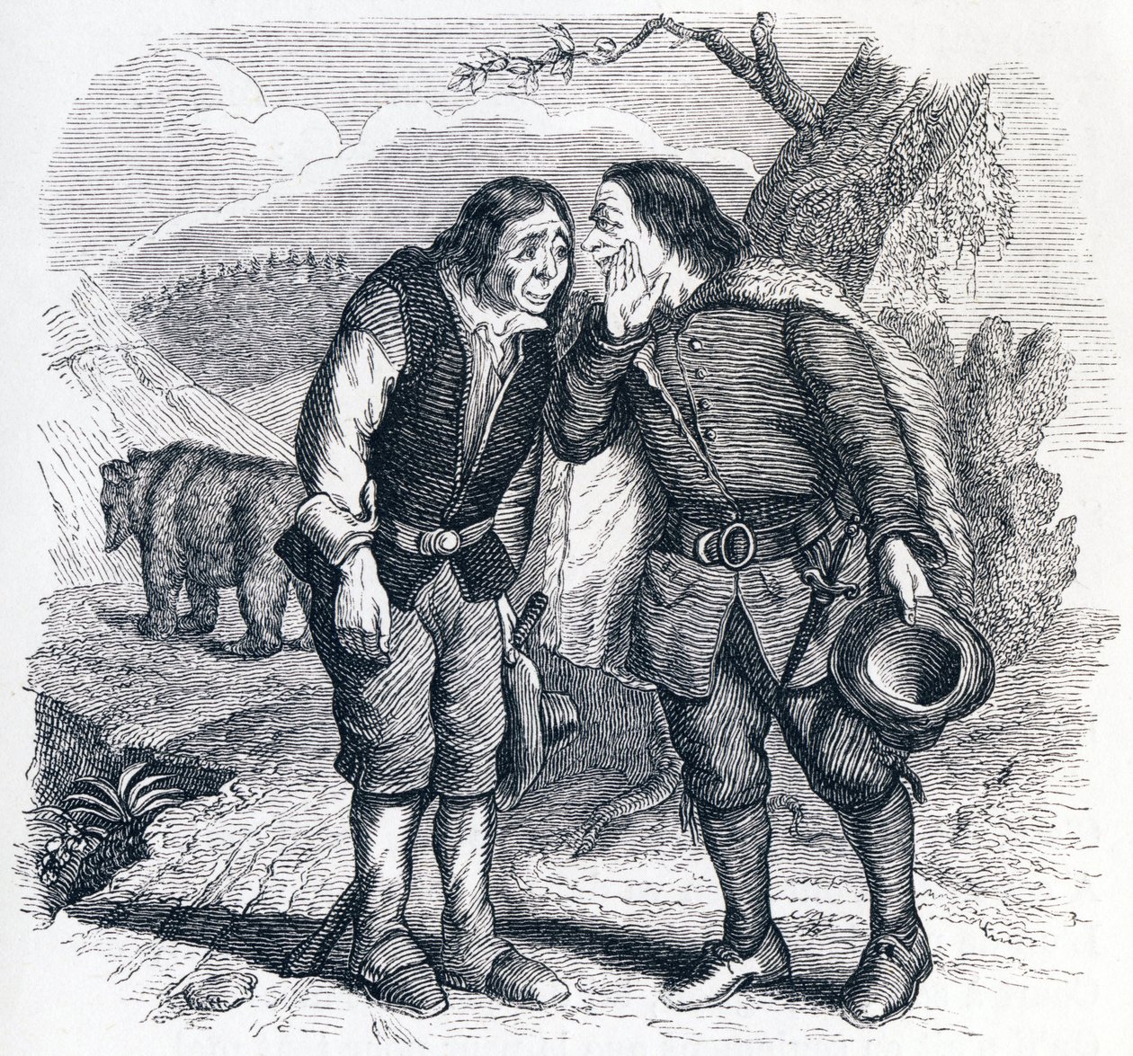 Der Bär und die zwei Freunde - Fabeln von La Fontaine von Grandville