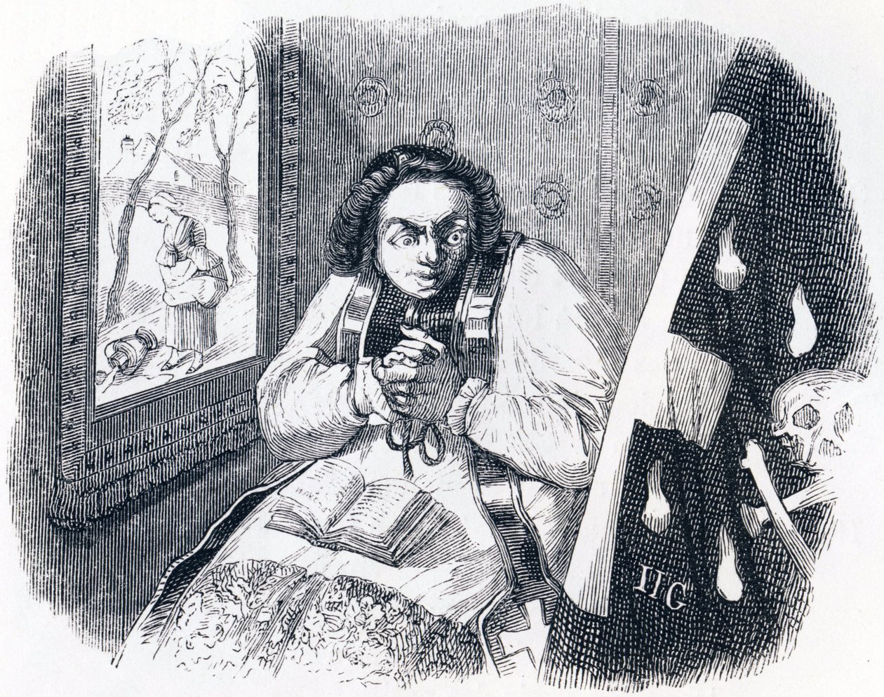 Der Pfarrer und der Tod - Fabeln von La Fontaine von Grandville