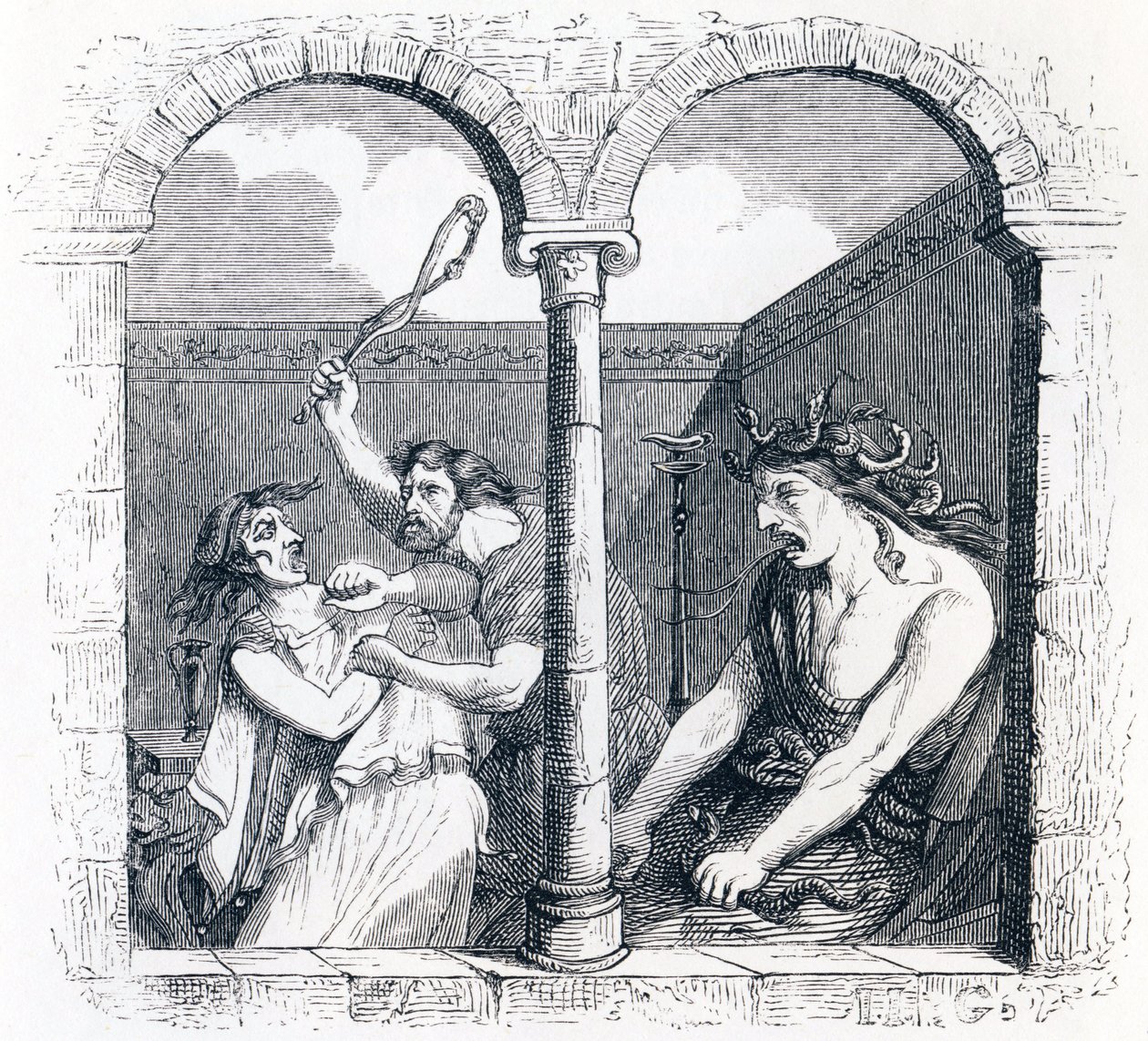 Die Zwietracht - Fabeln von La Fontaine von Grandville
