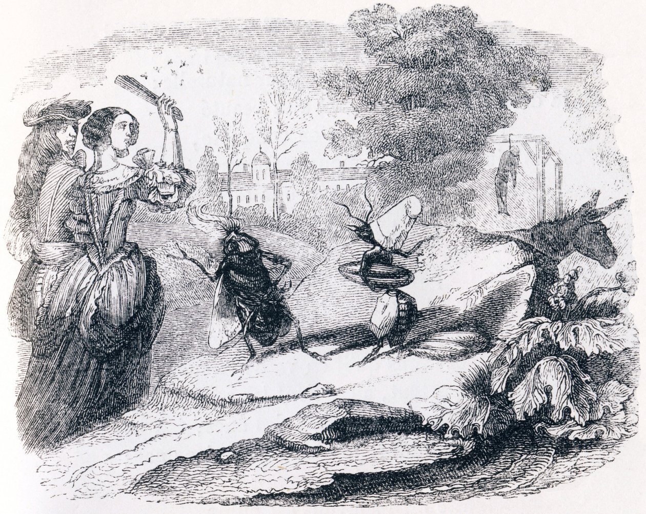 Die Fliege und die Ameise - Fabeln von La Fontaine von Grandville
