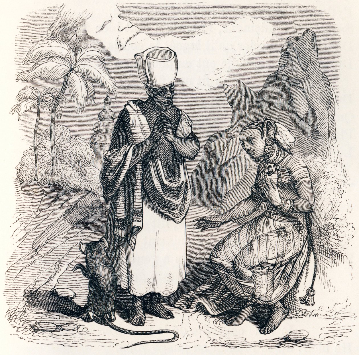 Die Maus wird in ein Mädchen verwandelt - Fabeln von La Fontaine von Grandville