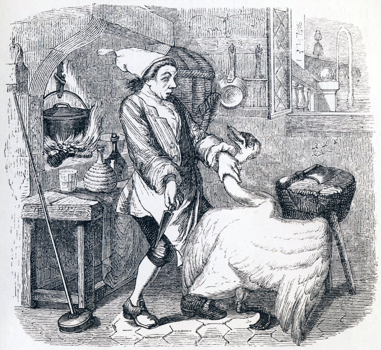 Der Schwan und der Koch - Fabeln von La Fontaine von Grandville